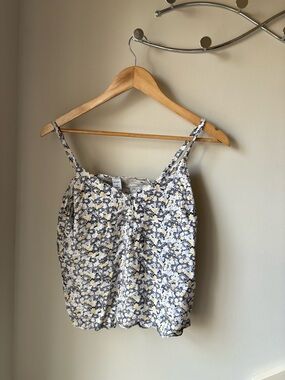 Old Navy Floral Spaghetti Strap Camisole - White, Yellow & Gray